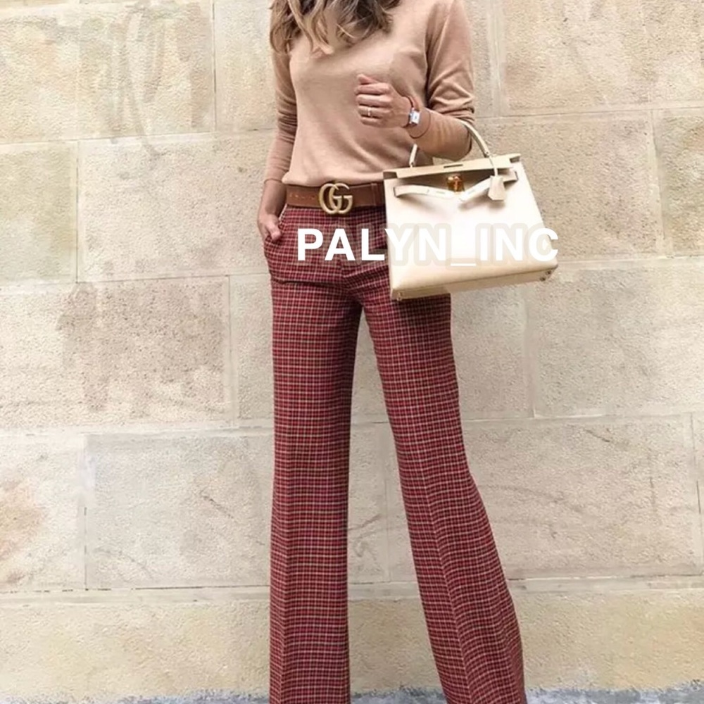 ❤️ZARA RED/BLACK MASCULINE PLAID PANTS TROUSERS